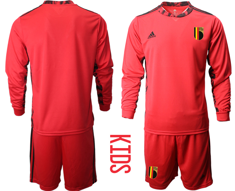 Cheap Youth 2021 European Cup Belgium red Long sleeve goalkeeper Soccer Jersey